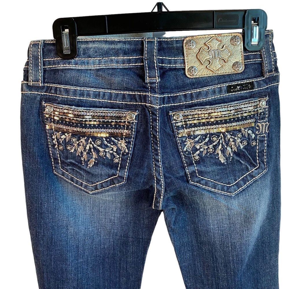 New Miss Me Jeans Womens Sz 26 signature super skinny Denim Embellished Pockets
